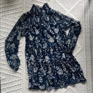 Trixxi Navy Floral Sheer Blouse